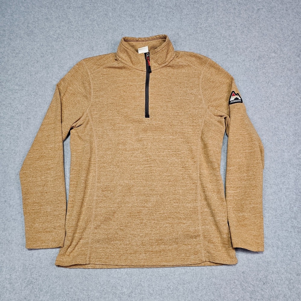 Avalanche Pullover Fleece 1/4 Zip Mens Medium Heathered Tan Stretch Hiking Layer
